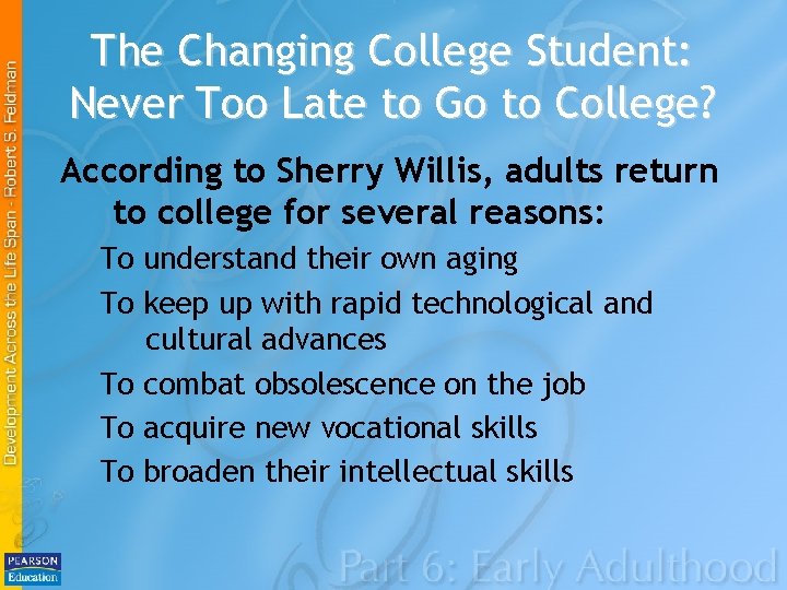 The Changing College Student: Never Too Late to Go to College? According to Sherry