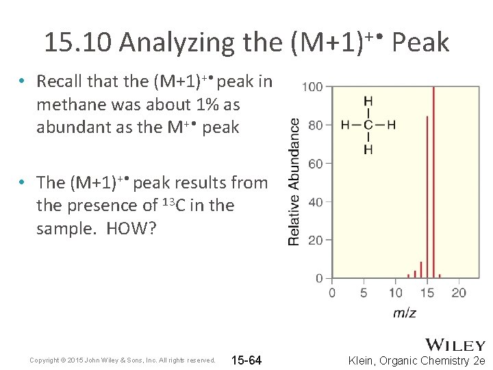 15. 10 Analyzing the (M+1)+ • Peak • Recall that the (M+1)+ • peak