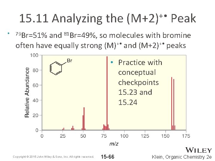 15. 11 Analyzing the (M+2)+ • Peak • 79 Br=51% and 81 Br=49%, so