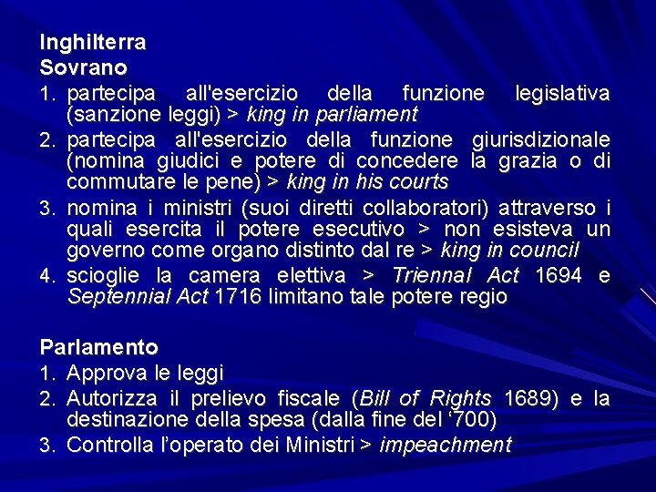 Inghilterra Sovrano 1. partecipa all'esercizio della funzione legislativa (sanzione leggi) > king in parliament
