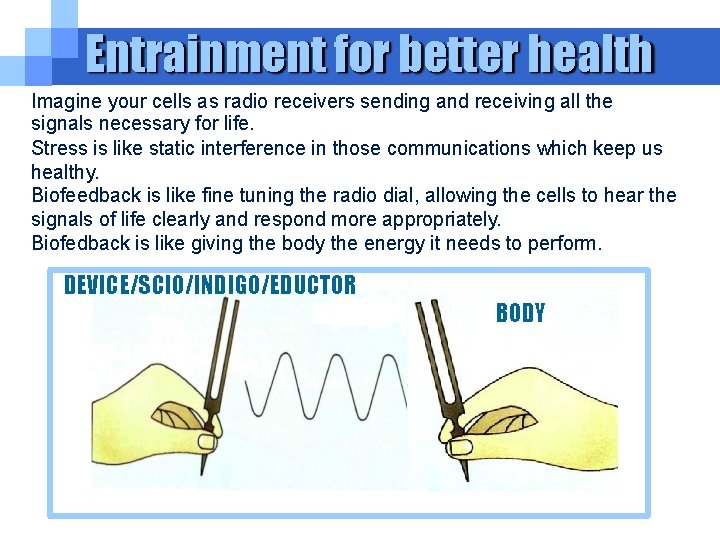 Entrainment for better health Imagine your cells as radio receivers sending and receiving all Entrainment for better health Imagine your cells as radio receivers sending and receiving all