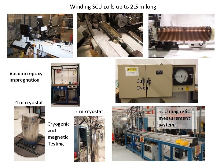 Winding SCU coils up to 2. 5 m long Vacuum epoxy impregnation Curing Oven