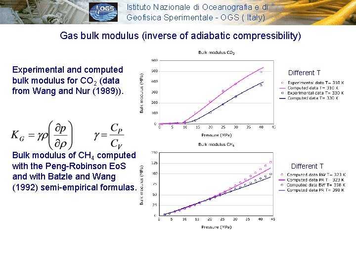 Istituto Nazionale di Oceanografia e di Geofisica Sperimentale - OGS ( Italy) Gas bulk