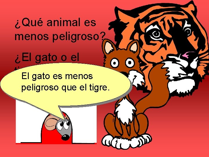 ¿Qué animal es menos peligroso? ¿El gato o el tigre? El gato es menos