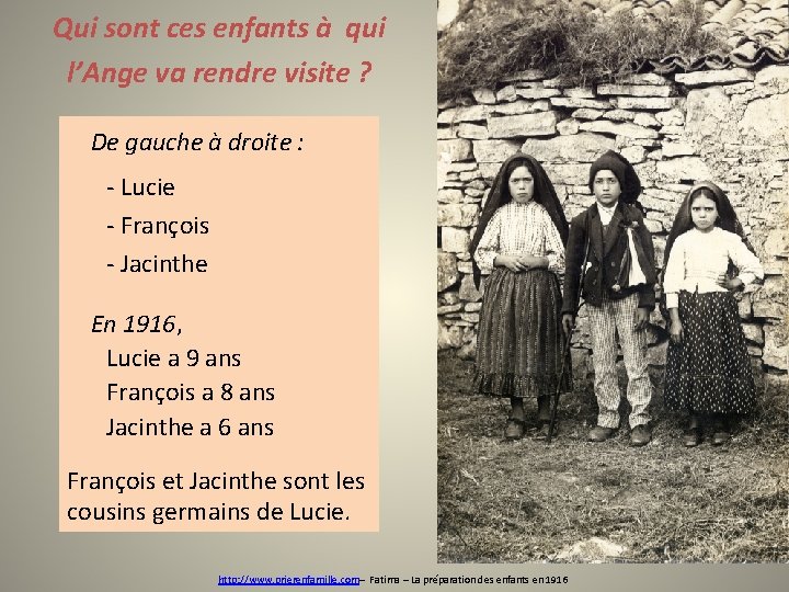 Qui sont ces enfants à qui l’Ange va rendre visite ? De gauche à