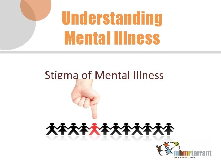 Understanding Mental Illness Stigma of Mental Illness 