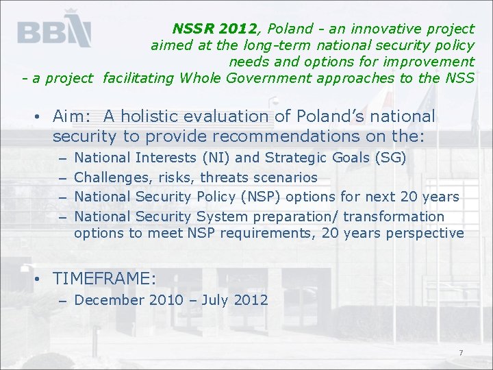 NSSR 2012, Poland - an innovative project aimed at the long-term national security policy