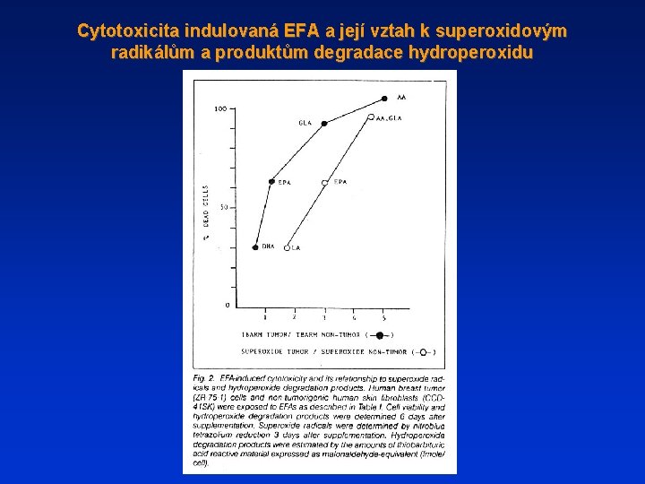 Cytotoxicita indulovaná EFA a její vztah k superoxidovým radikálům a produktům degradace hydroperoxidu 