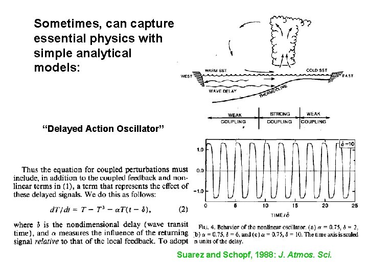 Sometimes, can capture essential physics with simple analytical models: “Delayed Action Oscillator” Suarez and