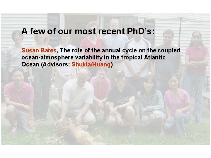 A few of our most recent Ph. D’s: Susan Bates, The role of the