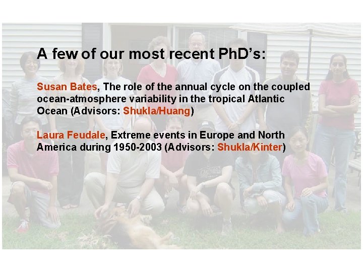 A few of our most recent Ph. D’s: Susan Bates, The role of the