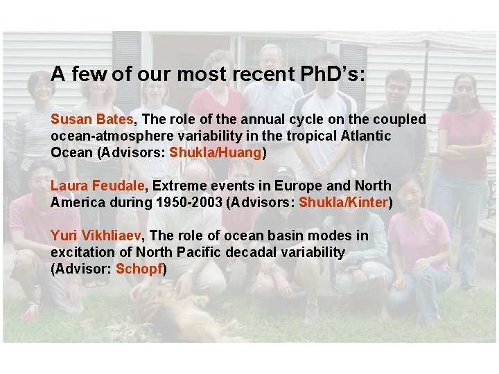 A few of our most recent Ph. D’s: Susan Bates, The role of the