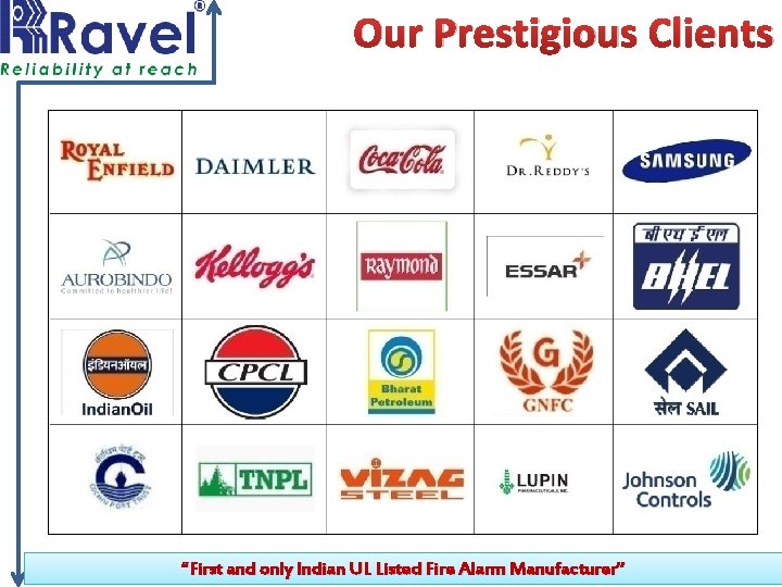 Our Prestigious Clients “First and only Indian UL Listed Fire Alarm Manufacturer” 