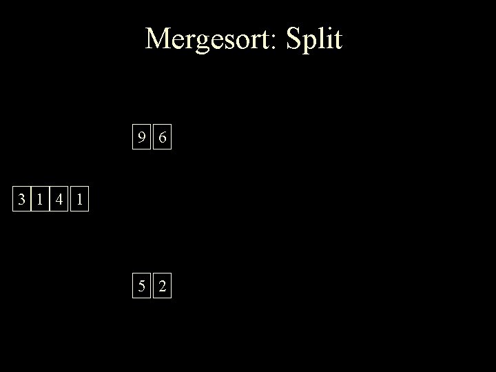 Mergesort: Split 9 6 3 1 4 1 5 2 