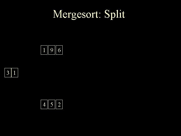 Mergesort: Split 1 9 6 3 1 4 5 2 