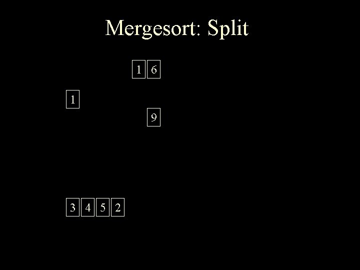 Mergesort: Split 1 6 1 9 3 4 5 2 