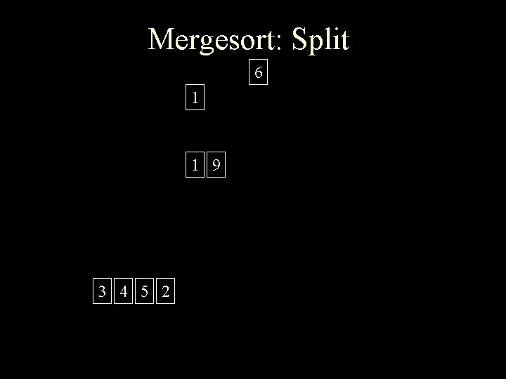 Mergesort: Split 6 1 1 9 3 4 5 2 