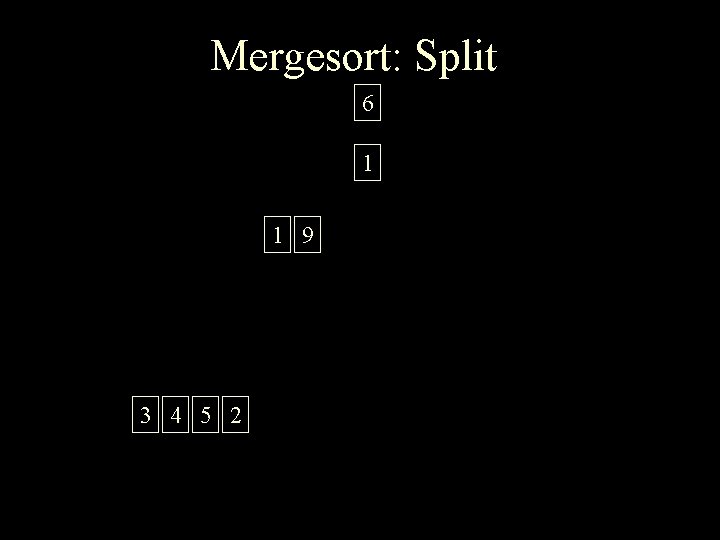 Mergesort: Split 6 1 1 9 3 4 5 2 