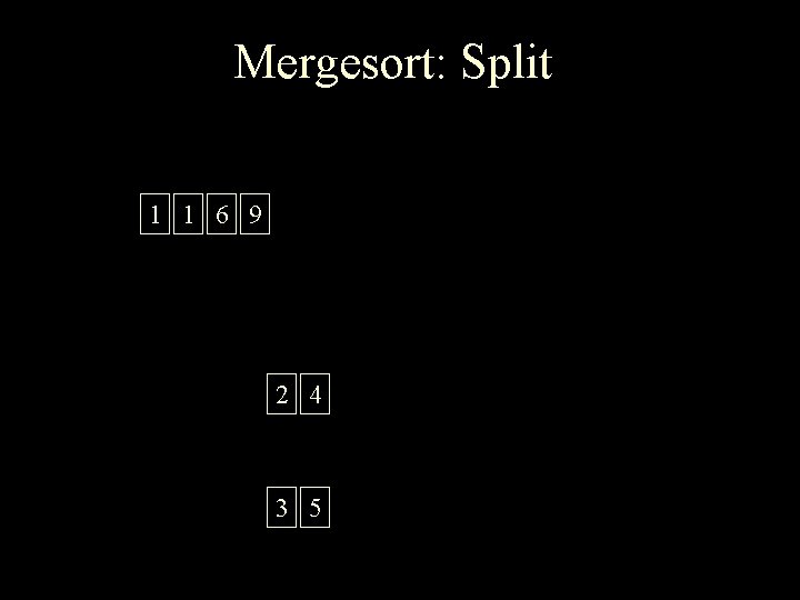 Mergesort: Split 1 1 6 9 2 4 3 5 