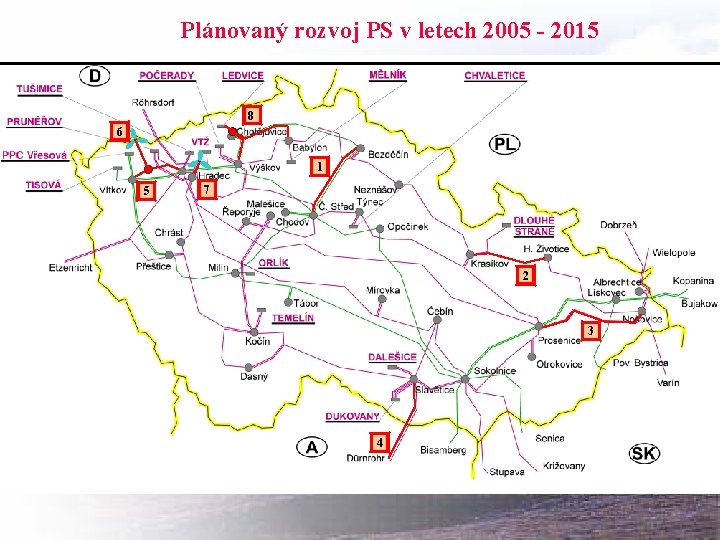 Plánovaný rozvoj PS v letech 2005 - 2015 8 6 1 5 7 2