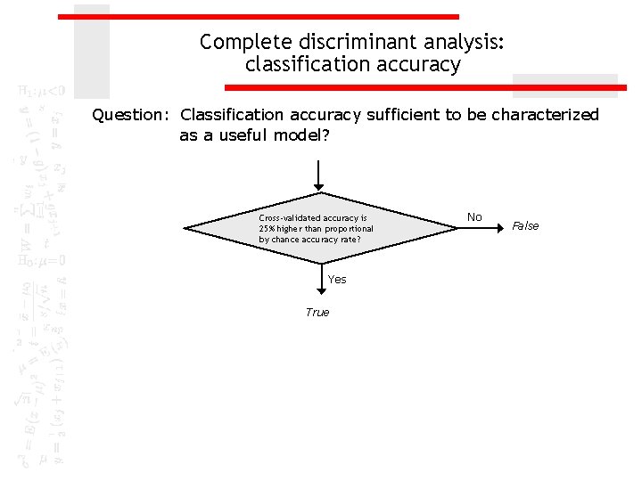 Complete discriminant analysis: classification accuracy Question: Classification accuracy sufficient to be characterized as a