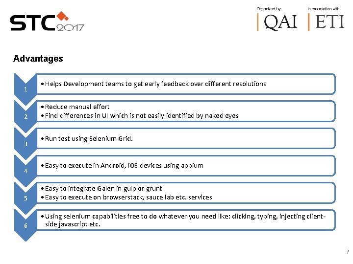 Advantages 1 2 3 4 • Helps Development teams to get early feedback over