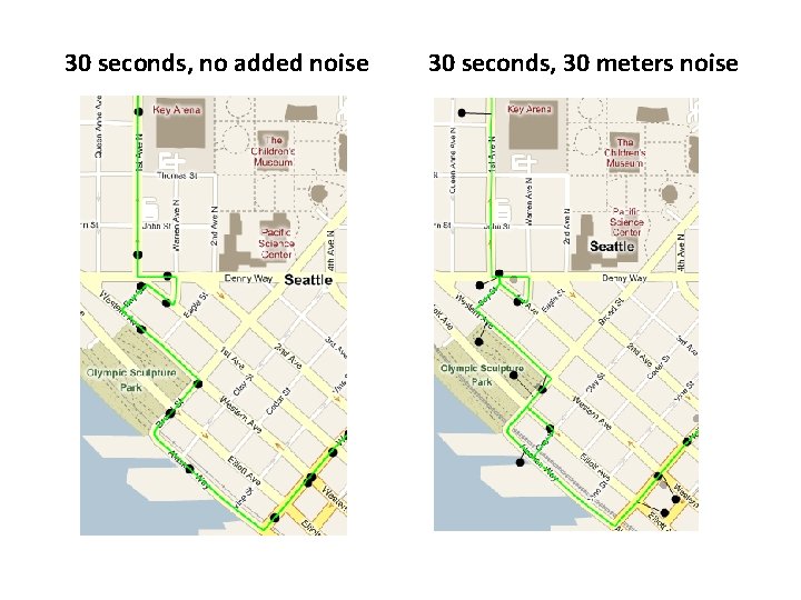 30 seconds, no added noise 30 seconds, 30 meters noise 