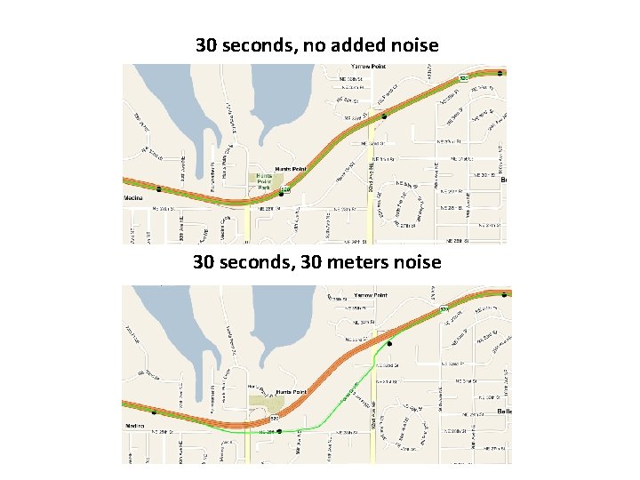 30 seconds, no added noise 30 seconds, 30 meters noise 