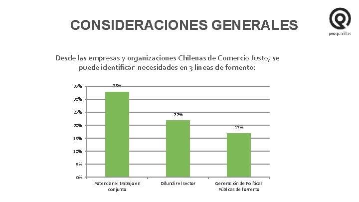 CONSIDERACIONES GENERALES Desde las empresas y organizaciones Chilenas de Comercio Justo, se puede identificar