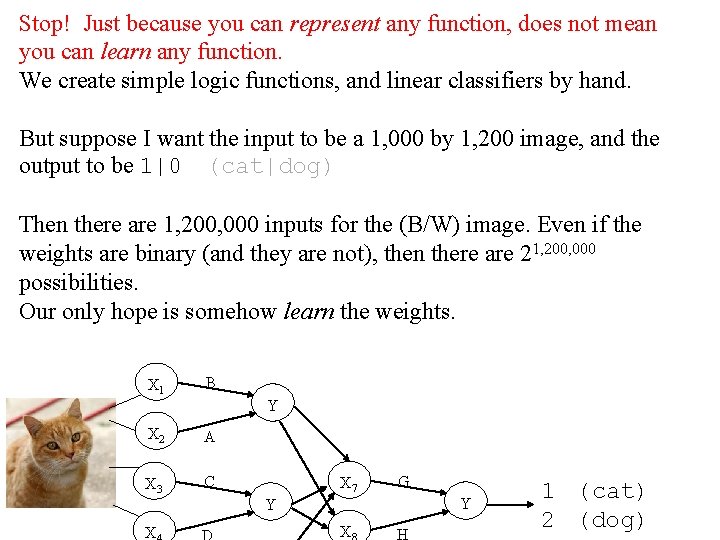 Stop! Just because you can represent any function, does not mean you can learn