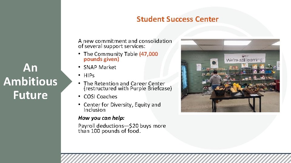 Student Success Center An Ambitious Future A new commitment and consolidation of several support