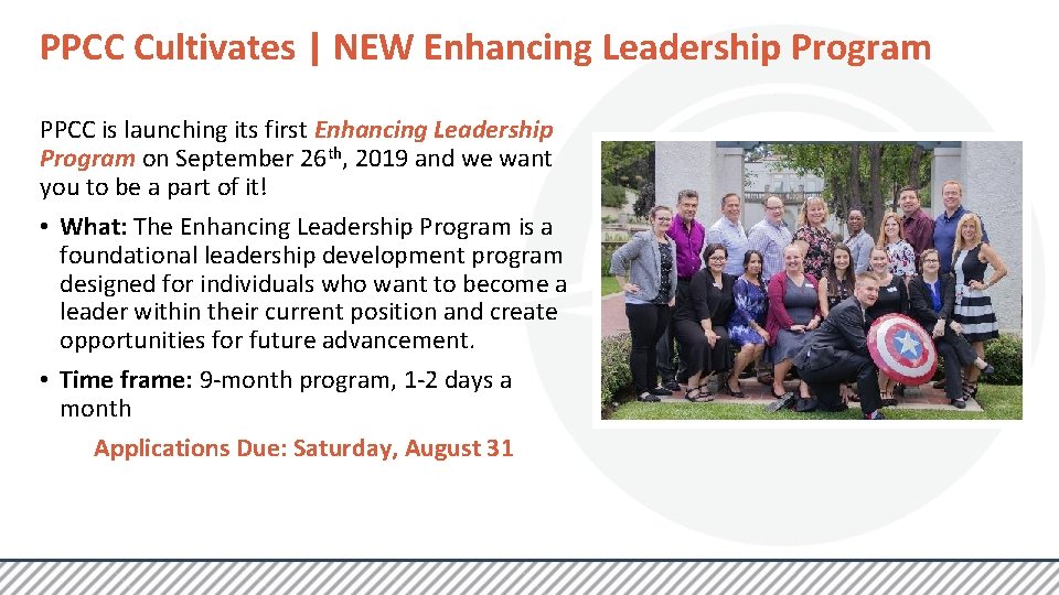PPCC Cultivates | NEW Enhancing Leadership Program PPCC is launching its first Enhancing Leadership