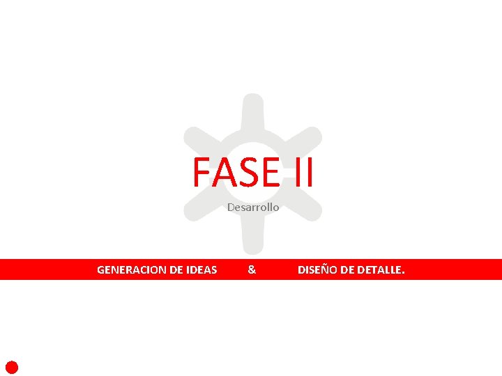 FASE II Desarrollo GENERACION DE IDEAS & DISEÑO DE DETALLE. 