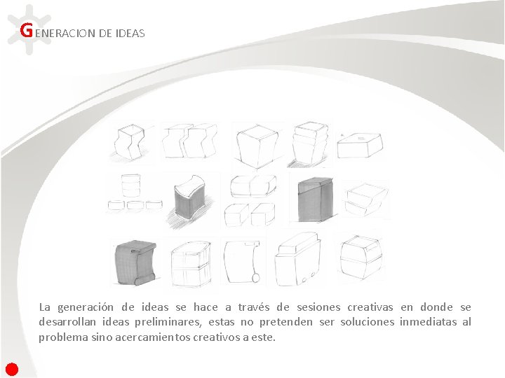 GENERACION DE IDEAS La generación de ideas se hace a través de sesiones creativas