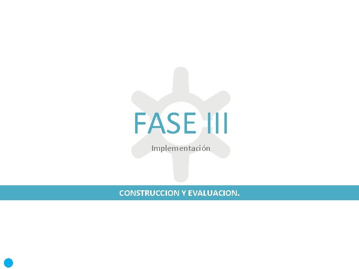 FASE III Implementación CONSTRUCCION Y EVALUACION. 