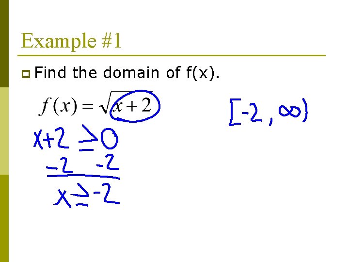 Example #1 p Find the domain of f(x). 