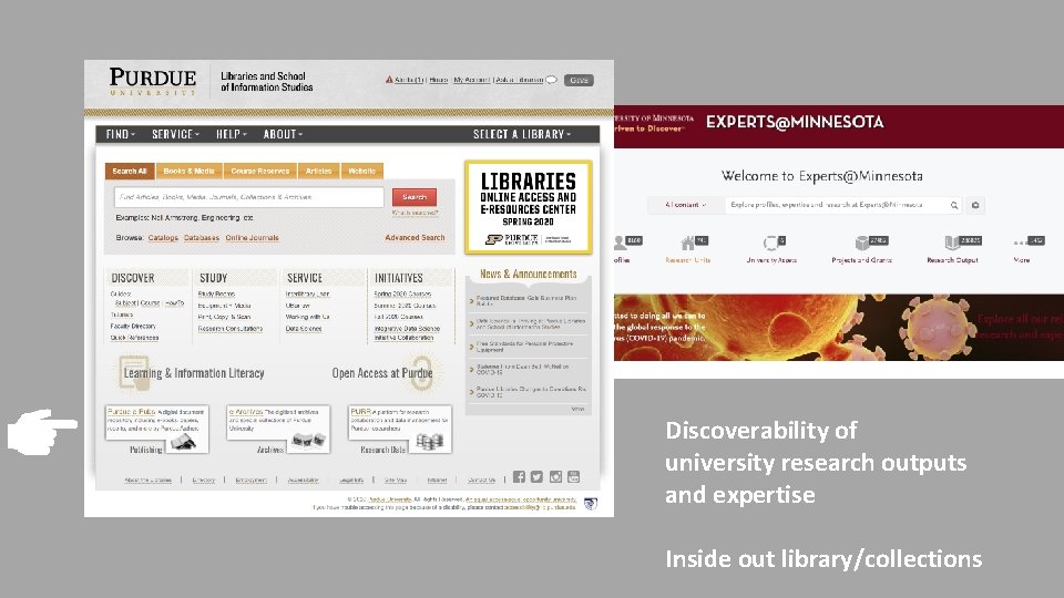 Discoverability of university research outputs and expertise Inside out library/collections 