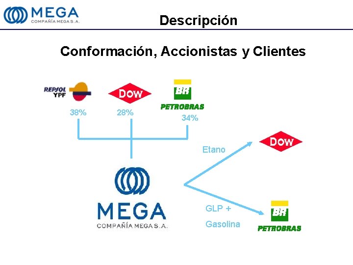 Descripción Conformación, Accionistas y Clientes 38% 28% 34% Etano GLP + Gasolina 