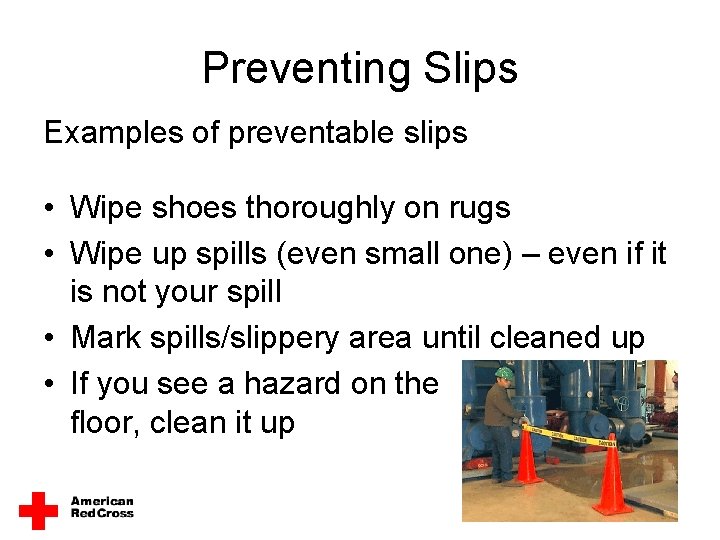 Preventing Slips Examples of preventable slips • Wipe shoes thoroughly on rugs • Wipe Preventing Slips Examples of preventable slips • Wipe shoes thoroughly on rugs • Wipe