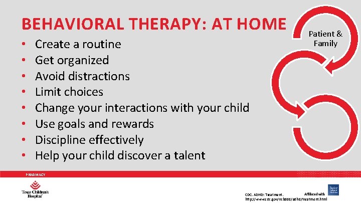 BEHAVIORAL THERAPY: AT HOME • • Create a routine Get organized Avoid distractions Limit