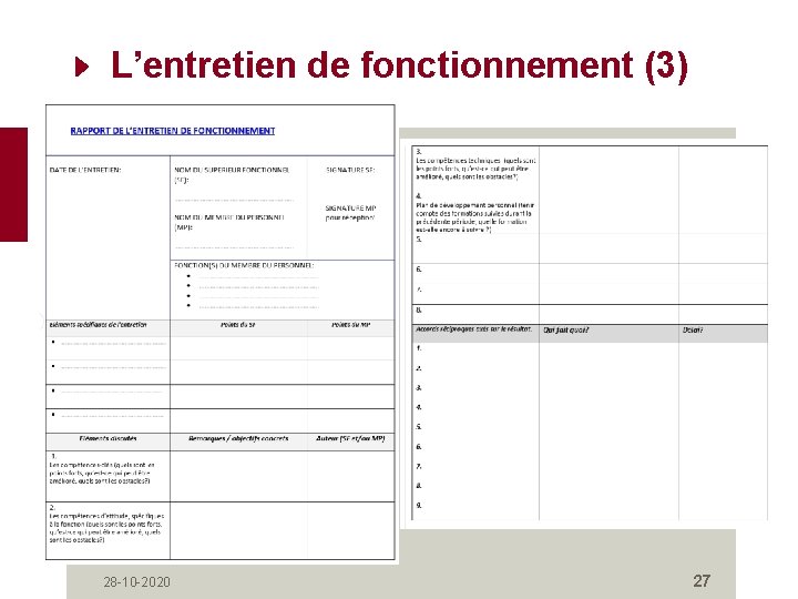 L’entretien de fonctionnement (3) 28 -10 -2020 27 