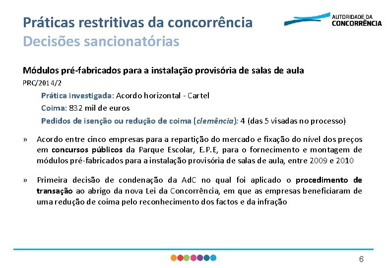 Práticas restritivas da concorrência Decisões sancionatórias Módulos pré-fabricados para a instalação provisória de salas