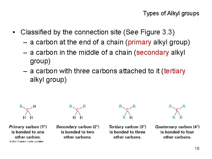 Types of Alkyl groups • Classified by the connection site (See Figure 3. 3)