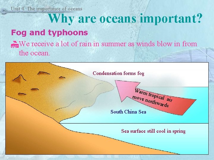 Unit 4 The importance of oceans Why are oceans important? Fog and typhoons We