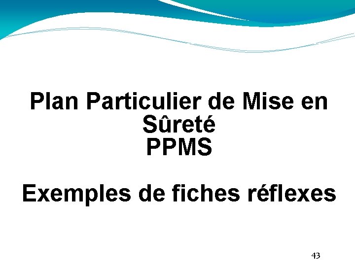 Plan Particulier de Mise en Sûreté PPMS Exemples de fiches réflexes 43 