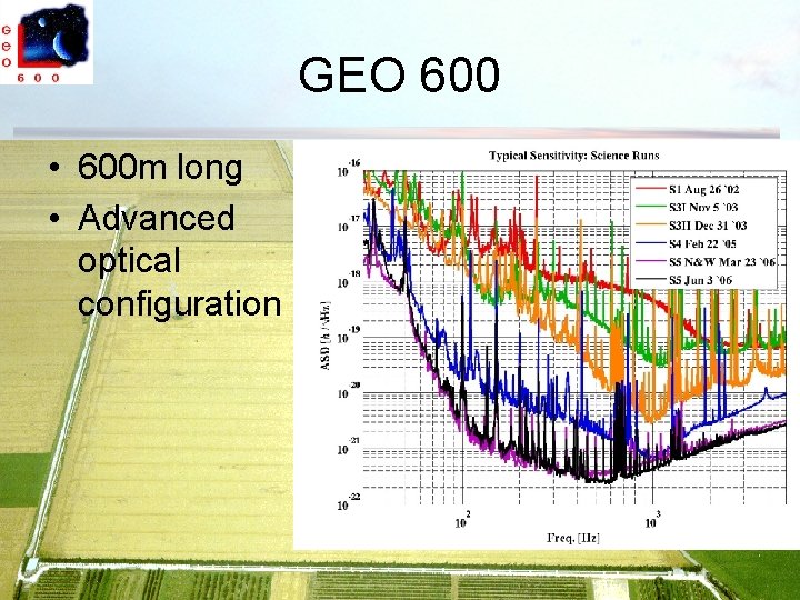 GEO 600 • 600 m long • Advanced optical configuration 