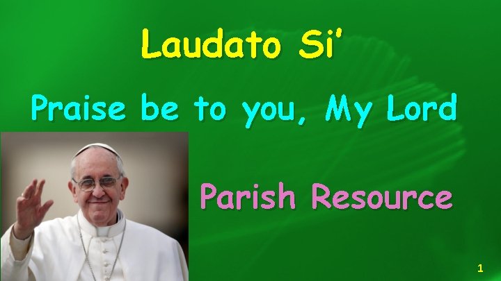 Laudato Si’ Praise be to you, My Lord Parish Resource 1 