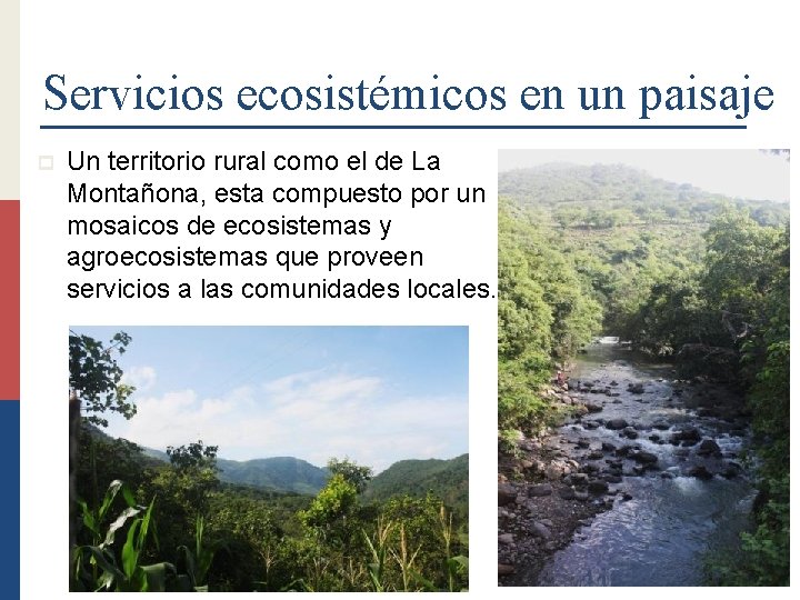 Servicios ecosistémicos en un paisaje p Un territorio rural como el de La Montañona,