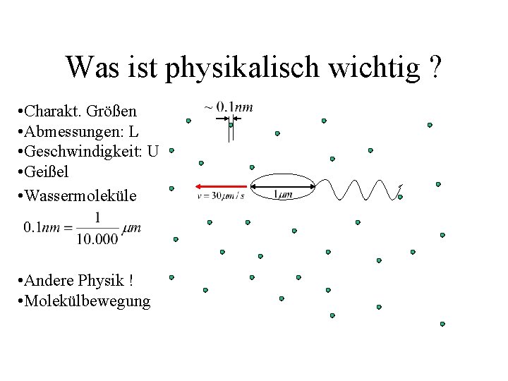 Was ist physikalisch wichtig ? • Charakt. Größen • Abmessungen: L • Geschwindigkeit: U