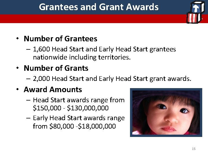 Grantees and Grant Awards • Number of Grantees – 1, 600 Head Start and Grantees and Grant Awards • Number of Grantees – 1, 600 Head Start and